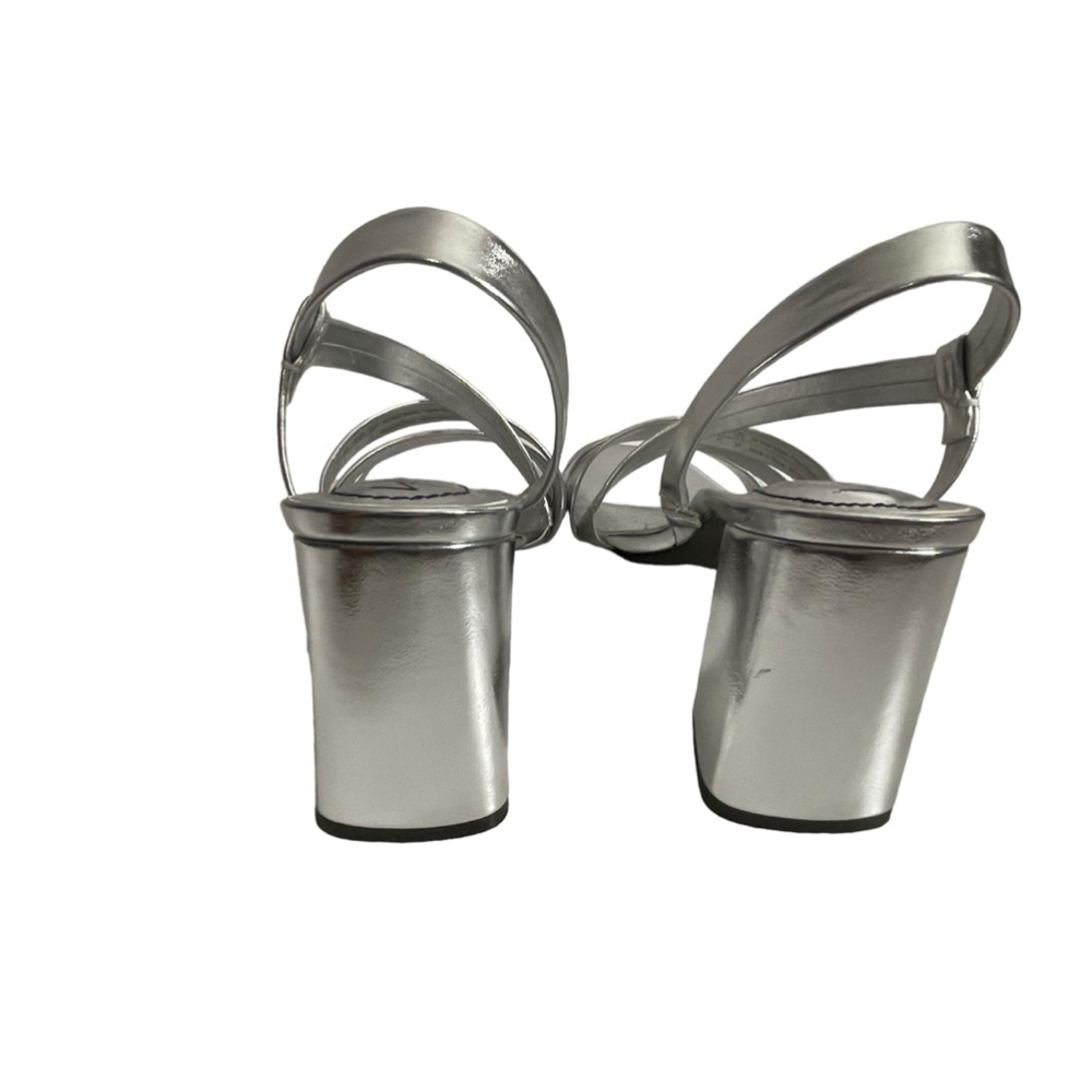Size 10 Silver LifeStride Broadway Strappy chunky heel open toe sandals - Picture 6 of 7